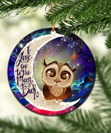 Cute Owl Love You To The Moon Galaxy Ceramic Circle Ornament Perfect Gift For Christmas Holiday