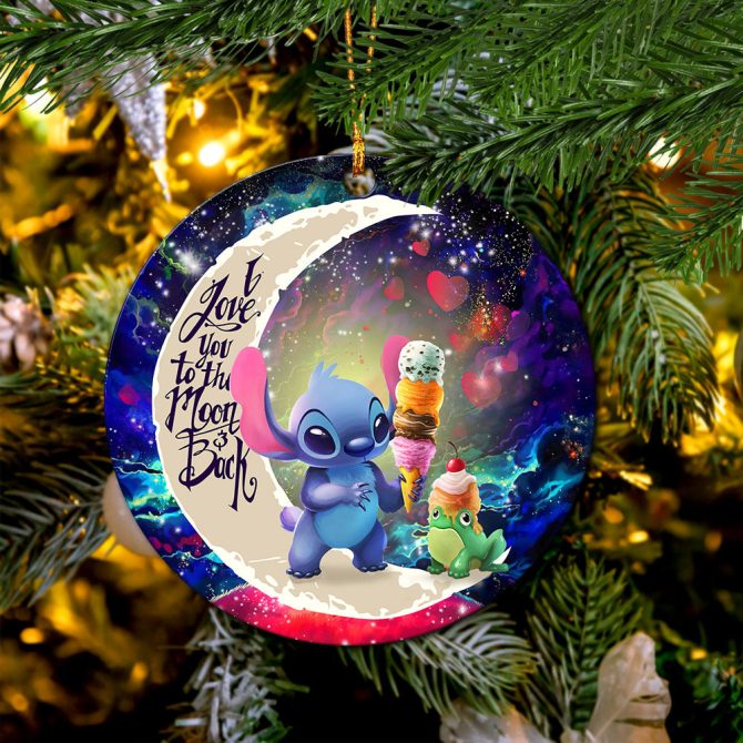 Cute Stitch Frog Icecream Love You To The Moon Galaxy Ceramic Circle Ornament Perfect Gift For Christmas Holiday - Image 2