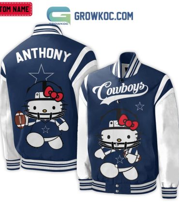 Custom Hello Kitty Cowboys Varsity Jacket – Personalized Football Fan Apparel