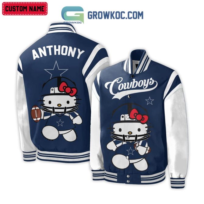 Custom Hello Kitty Cowboys Varsity Jacket – Personalized Football Fan Apparel