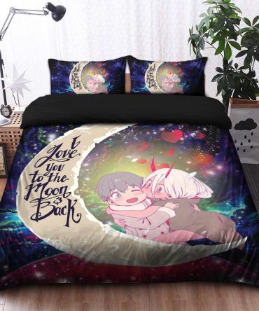 Darling In The Franxx Hiro And Zero Two Love You To The Moon Galaxy Bedding Set Duvet Cover And 2 Pillowcases