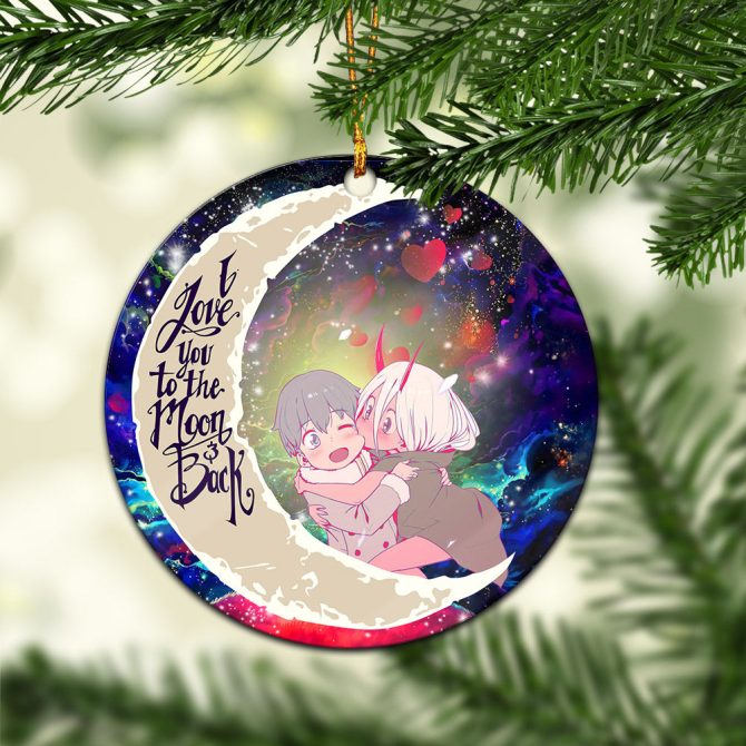 Darling In The Franxx Hiro And Zero Two Love You To The Moon Galaxy Ceramic Circle Ornament Perfect Gift For Christmas Holiday