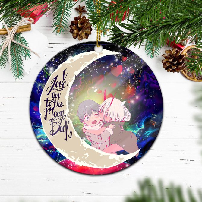 Darling In The Franxx Hiro And Zero Two Love You To The Moon Galaxy Ceramic Circle Ornament Perfect Gift For Christmas Holiday - Image 2