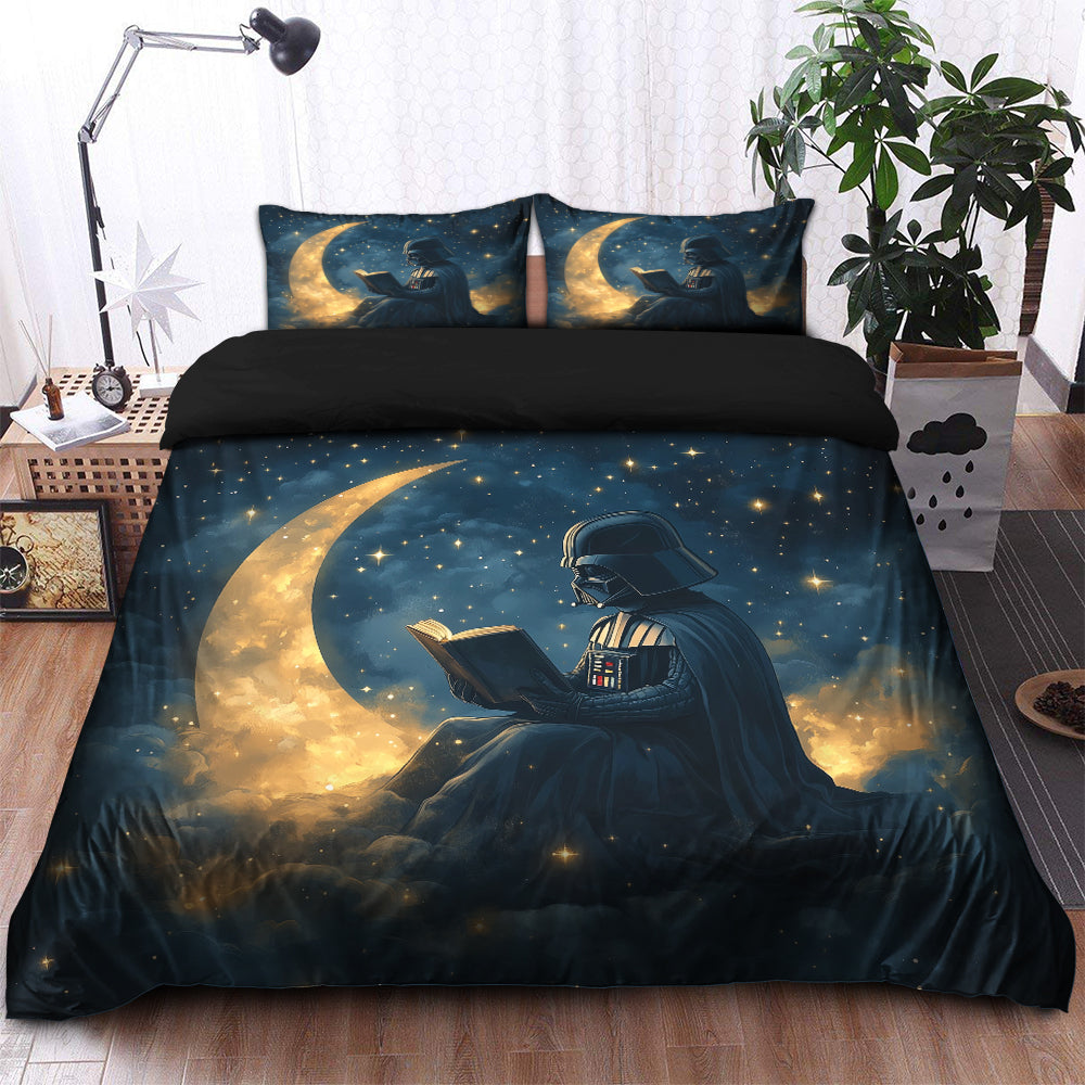 Darth Vader Reading On A Crescent Moon Bedding Set Duvet Cover And 2 Pillowcases - Image 2