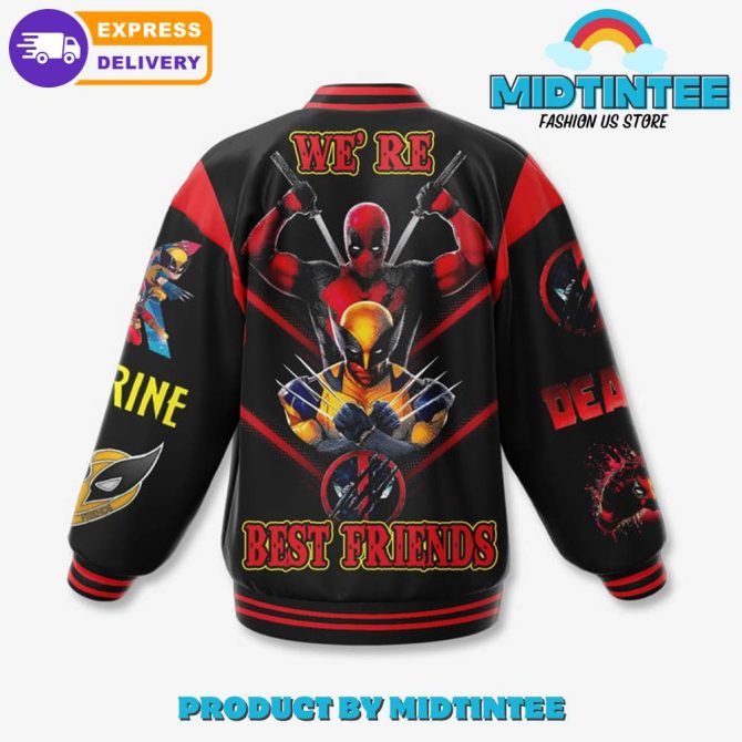 Deadpool And Wolverine We Are Best Friends Baseball Jacket - Image 3