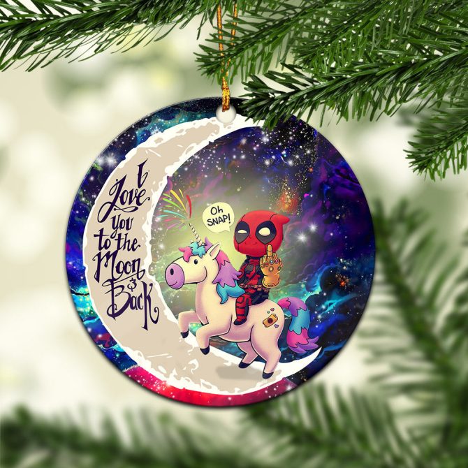Deadpool Unicorn Love You To The Moon Galaxy Ceramic Circle Ornament Perfect Gift For Christmas Holiday