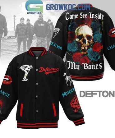 Deftones Varsity Jacket - Skull & Roses Design, Rock Band Merch, Limited Edition