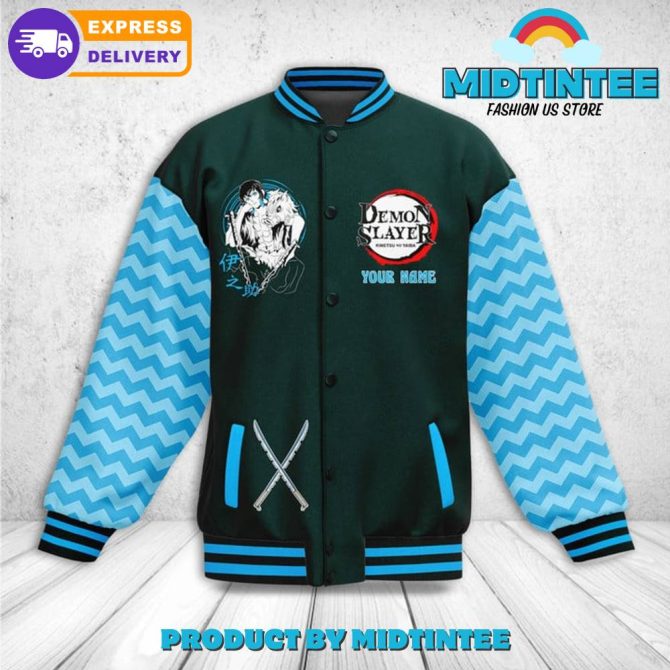 Demon Slayer Hashibira Inosuke Custom Name Baseball Jacket - Image 2
