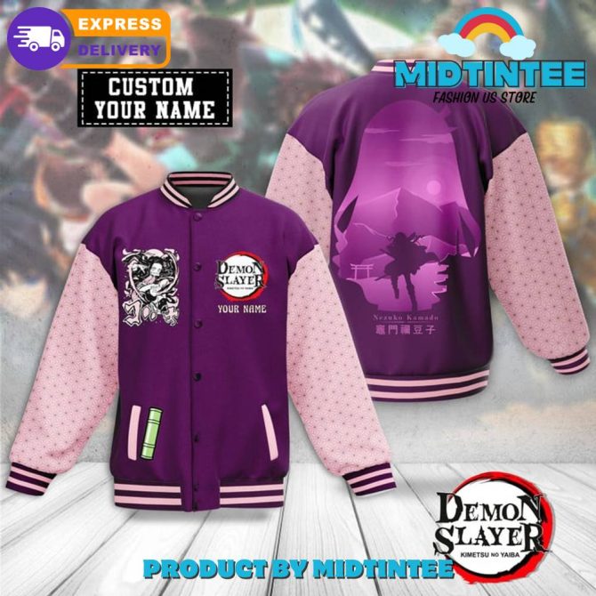 Demon Slayer Nezuko Kamado Custom Name Baseball Jacket