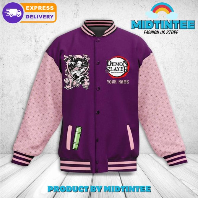 Demon Slayer Nezuko Kamado Custom Name Baseball Jacket - Image 2