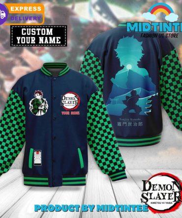 Demon Slayer Tanjiro Kamado Custom Name Baseball Jacket