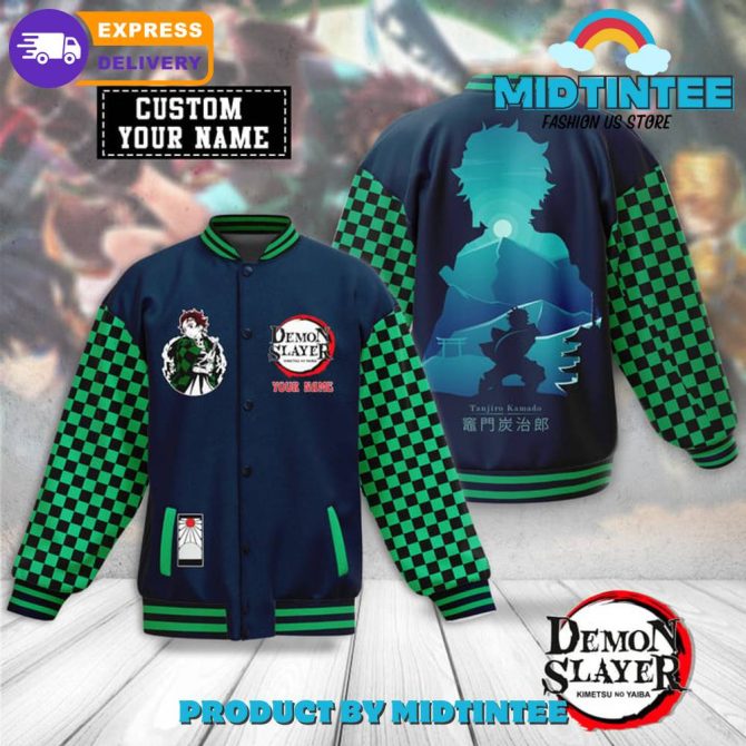 Demon Slayer Tanjiro Kamado Custom Name Baseball Jacket