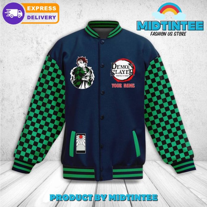 Demon Slayer Tanjiro Kamado Custom Name Baseball Jacket - Image 2
