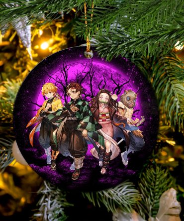 Demon Slayer Team Pink Moonlight Ceramic Circle Ornament Perfect Gift For Christmas Holiday