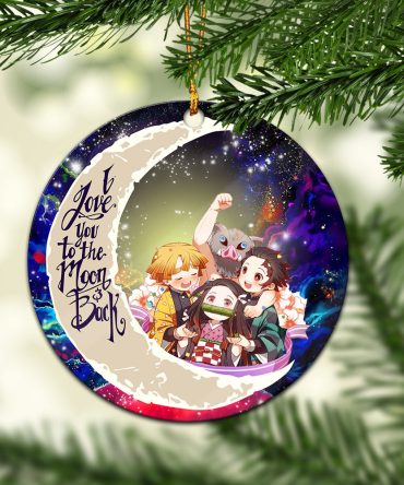 Demond Slayer Team Love You To The Moon Galaxy Ceramic Circle Ornament Perfect Gift For Christmas Holiday