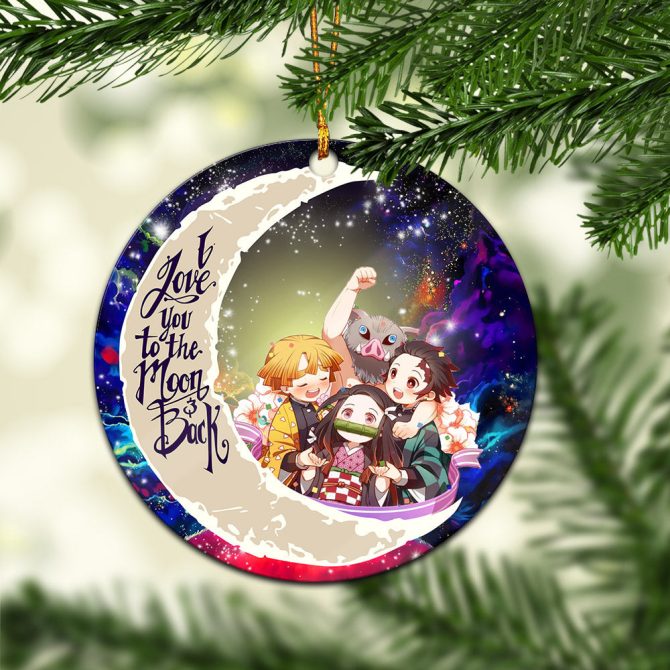 Demond Slayer Team Love You To The Moon Galaxy Ceramic Circle Ornament Perfect Gift For Christmas Holiday