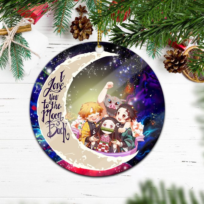 Demond Slayer Team Love You To The Moon Galaxy Ceramic Circle Ornament Perfect Gift For Christmas Holiday - Image 2