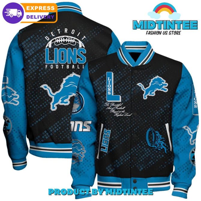 Detroit Lions 2024 Nfl Pattern Baseball Jacket