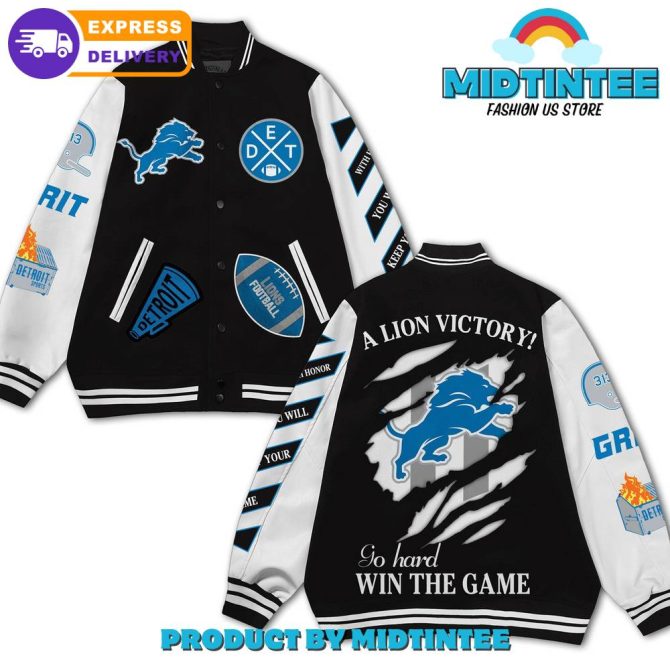 Detroit Lions Victory Varsity Jacket - Go Hard & Win The Game! Fast Shipping - Midtintee Fashion