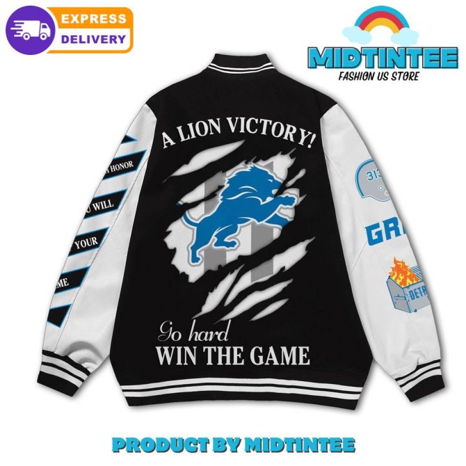 Detroit Lions Victory Varsity Jacket - Go Hard & Win The Game! Fast Shipping - Midtintee Fashion - Image 3