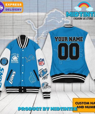 Custom Detroit Lions Varsity Jacket - Personalize Name & Number - Fast Delivery