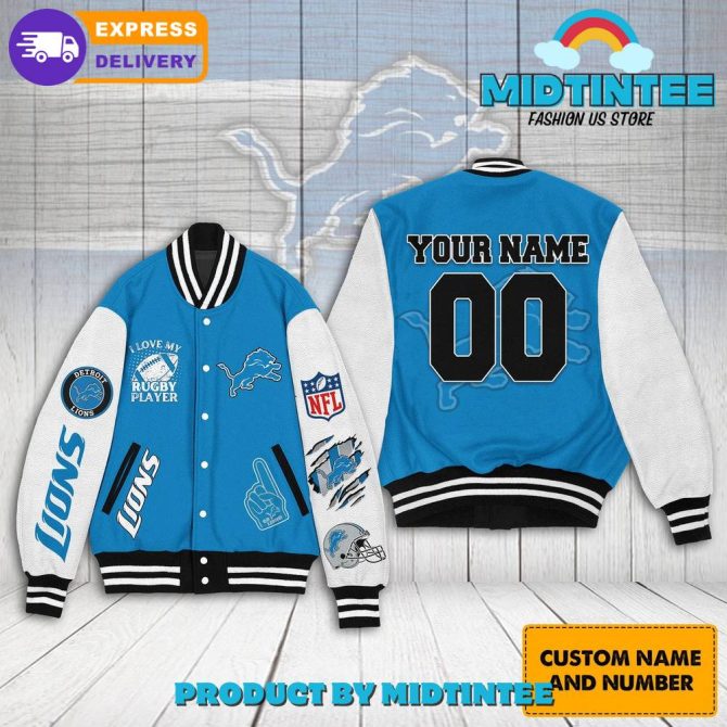 Custom Detroit Lions Varsity Jacket - Personalize Name & Number - Fast Delivery