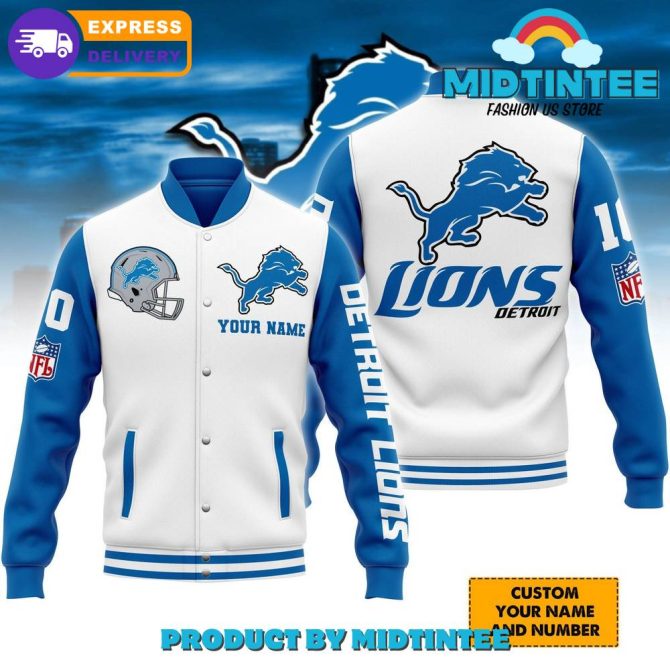 Customize Your Detroit Lions Varsity Jacket - Add Name & Number - Fast Shipping!
