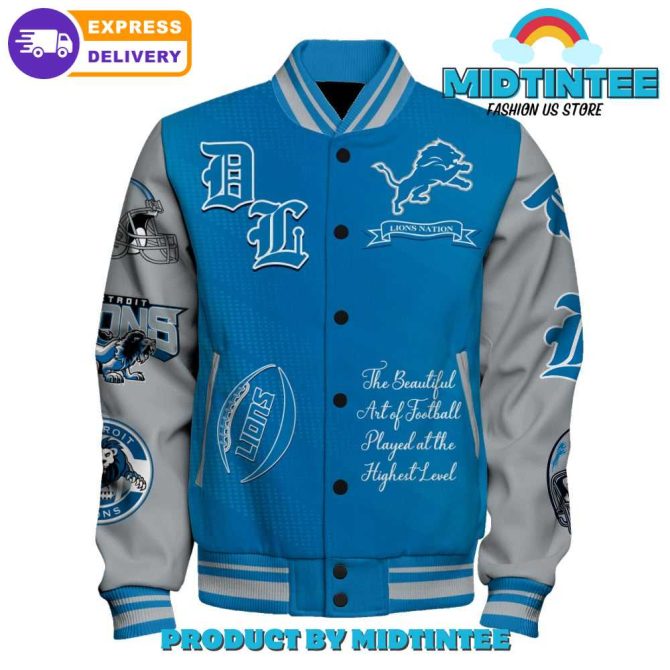 Detroit Lions Varsity Jacket - Nfl Fan Gear, Stylish & Warm, Fast Delivery! - Image 2