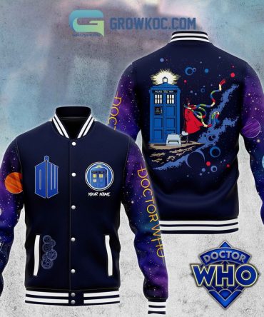 Doctor Who Tardis Varsity Jacket - Customizable Name, Cosmic Design, Perfect Gift For Fans