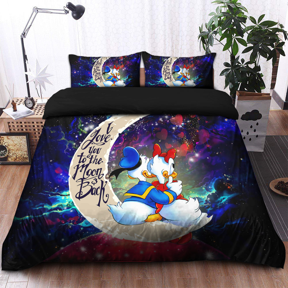 Couple Cute Duck Couple Love You To The Moon Galaxy Bedding Set Duvet Cover And 2 Pillowcases - Image 2