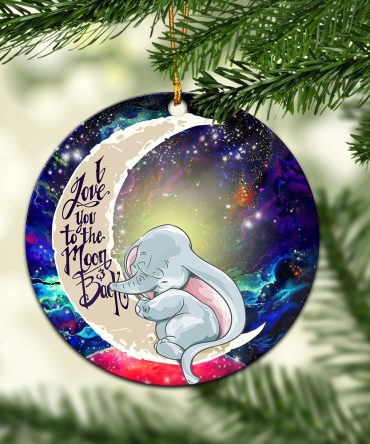 Dumbo Elephant Love You To The Moon Galaxy Ceramic Circle Ornament Perfect Gift For Christmas Holiday