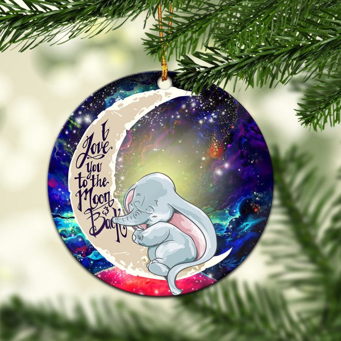 Dumbo Elephant Love You To The Moon Galaxy Ceramic Circle Ornament Perfect Gift For Christmas Holiday