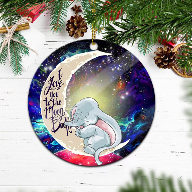 Dumbo Elephant Love You To The Moon Galaxy Ceramic Circle Ornament Perfect Gift For Christmas Holiday - Image 2