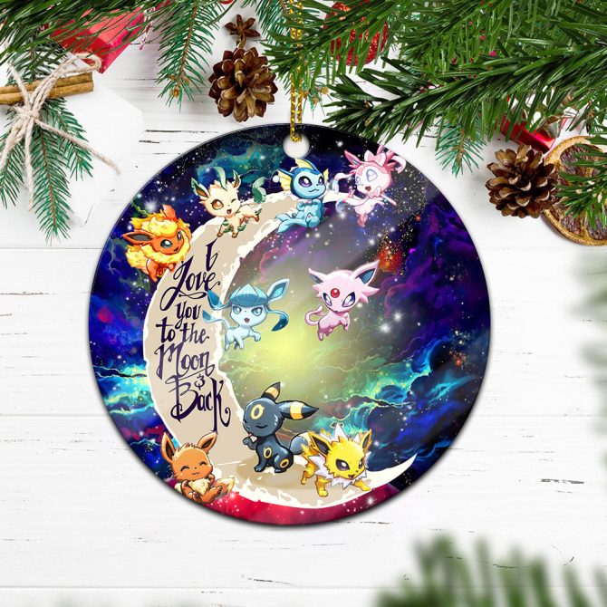 Eevee Evolution Pokemon Love You To The Moon Galaxy Ceramic Circle Ornament Perfect Gift For Christmas Holiday - Image 2