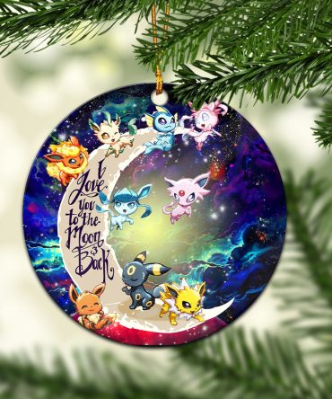 Eevee Evolution Pokemon Love You To The Moon Galaxy Ceramic Circle Ornament Perfect Gift For Christmas Holiday