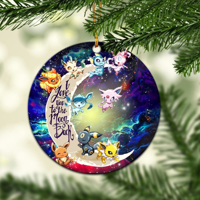 Eevee Evolution Pokemon Love You To The Moon Galaxy Ceramic Circle Ornament Perfect Gift For Christmas Holiday