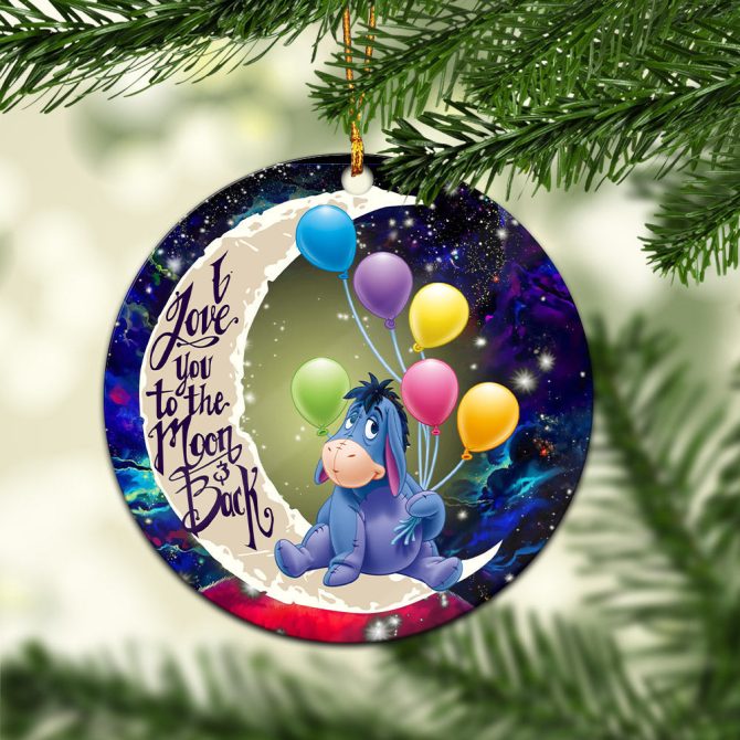 Eeyore Winnie The Pooh Love You To The Moon Galaxy Ceramic Circle Ornament Perfect Gift For Christmas Holiday