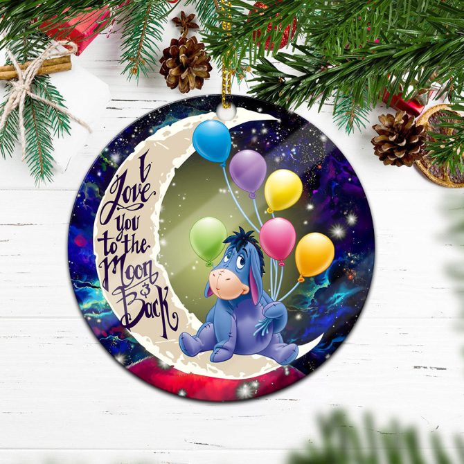Eeyore Winnie The Pooh Love You To The Moon Galaxy Ceramic Circle Ornament Perfect Gift For Christmas Holiday - Image 2