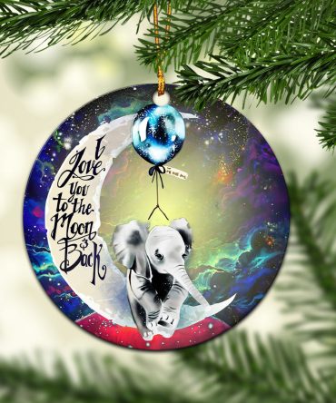 Elephant Love You To The Moon Galaxy Ceramic Circle Ornament Perfect Gift For Christmas Holiday