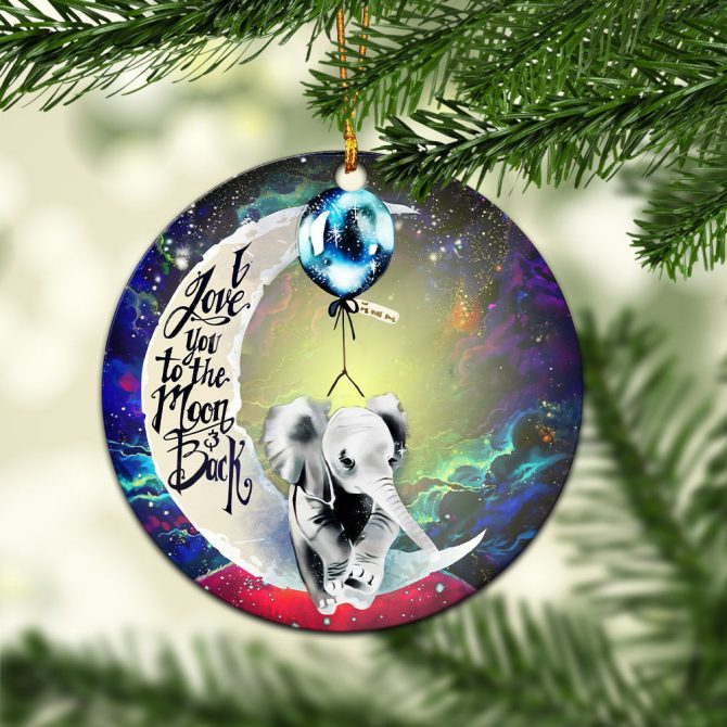 Elephant Love You To The Moon Galaxy Ceramic Circle Ornament Perfect Gift For Christmas Holiday