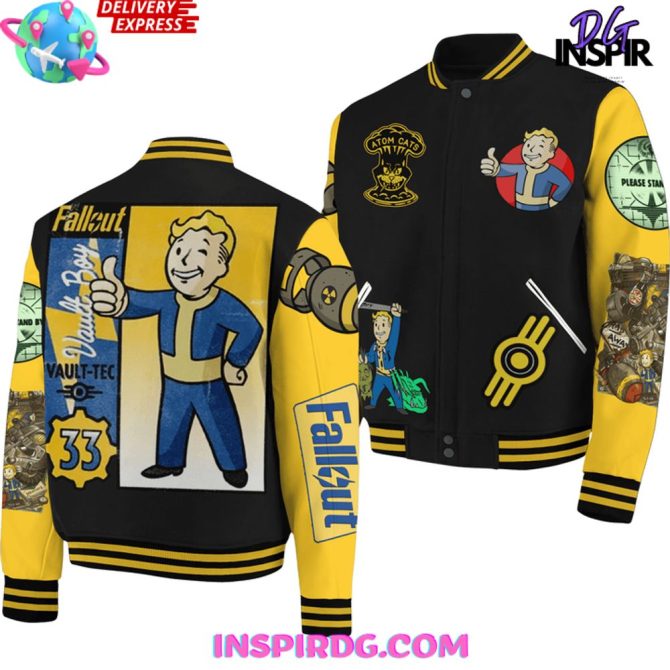 Fallout Atom Cats Vault Boys Baseball Jacket - Image 3