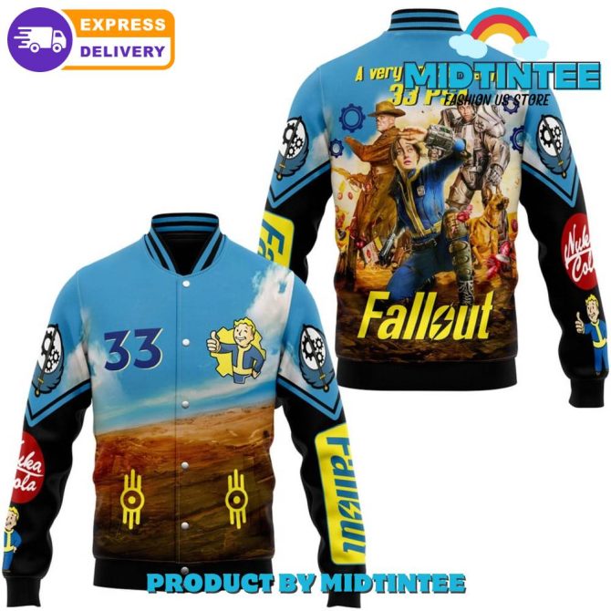 Fallout Themed Varsity Jacket - Vault-Tec Design , Express Delivery Available