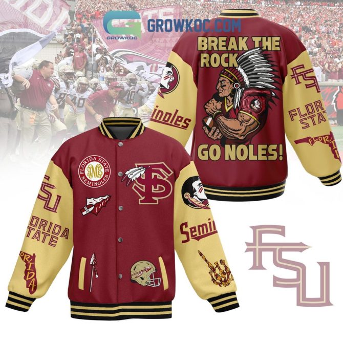 Fsu Seminoles Varsity Jacket - Break The Rock Design, Go Noles! Perfect For Fans