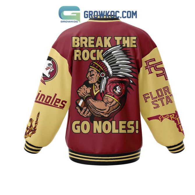 Fsu Seminoles Varsity Jacket - Break The Rock Design, Go Noles! Perfect For Fans - Image 3