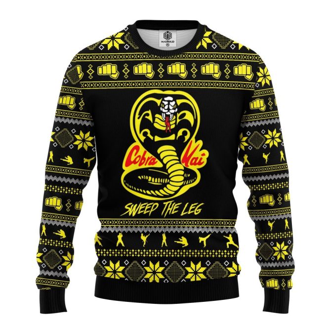 Cobra Kai 'Sweep The Leg' Ugly Christmas Sweater - Karate Kid Inspired Holiday Apparel - Image 3