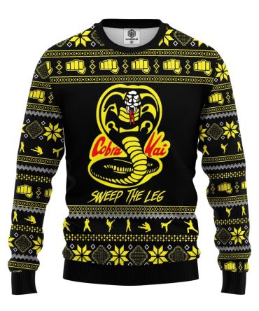 Cobra Kai 'Sweep The Leg' Ugly Christmas Sweater - Karate Kid Inspired Holiday Apparel