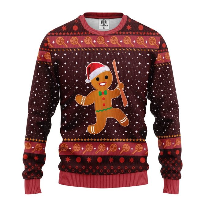 Cozy Christmas Gingerbread Sweater - Festive Holiday Knit With Santa Hat Design - Image 3