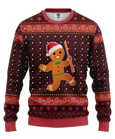 Cozy Christmas Gingerbread Sweater - Festive Holiday Knit With Santa Hat Design