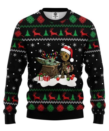 Baby Yoda Meet Baby Groot Ugly Christmas Sweater Amazing Gift Idea Thanksgiving Gift