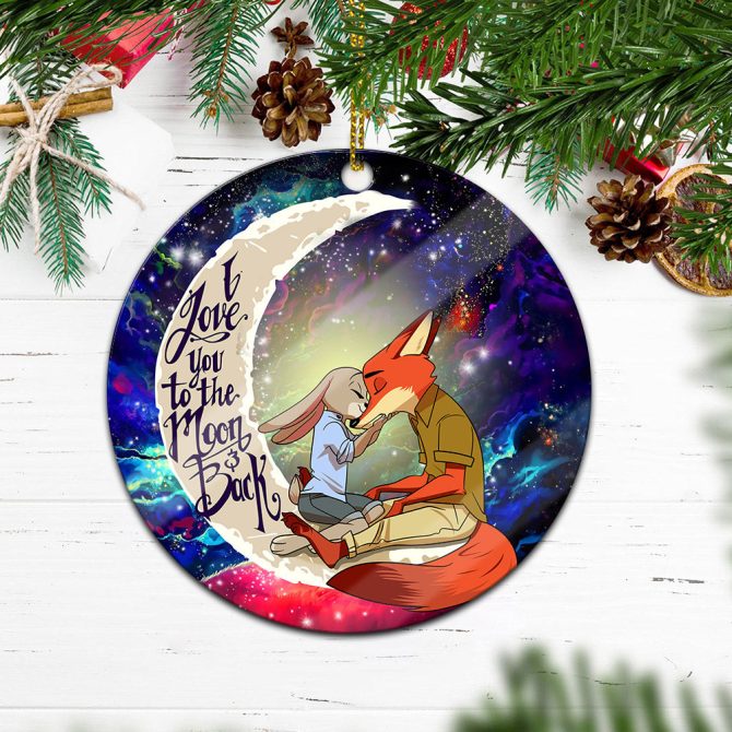 Fox Couple Love You To The Moon Galaxy Ceramic Circle Ornament Perfect Gift For Christmas Holiday - Image 2